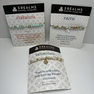 3 REALMS Friendship Faith Strength Inspirational Bracelets Bundle Of  3 New